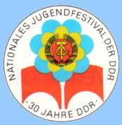 Logo des Nationalen Jugendfestivals 1979, in: Nationales Jugenfestival der DDR 1979, hg. v. Zentralrat der FDJ, Verlag Zeit im Bild, Dresden 1979, Vorsatzblatt.