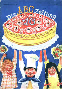 Die Abbildung zeigt das Titelbild des Heftes 7/ 8 aus dem Jahr 1956. (damaliger Preis: 40 Pfennig) Die ABC-Zeitung feierte ihr 10jhriges Jubilum.