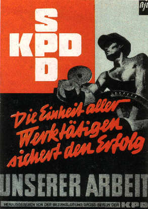 Plakat, in: Benser, Gnter, Aufruf der KPD vom 11. Juni 1945 (Illustrierte Historische Hefte; Bd. 19), hg. v. Zentralinstitut fr Geschichte der Akademie der Wissenschaften der DDR, Berlin 1980, S. 44.